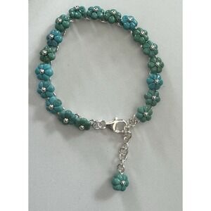 Whitney Kelly QVC Sterling Turquoise Daisy Flower Bracelet 925 Italy